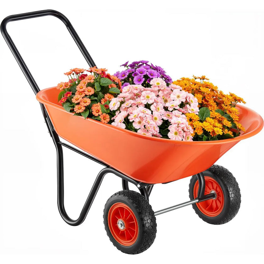 VEVOR Wheelbarrow Cart 2 Wheels Garden Dump Cart 397 lbs Yard Utility Cart