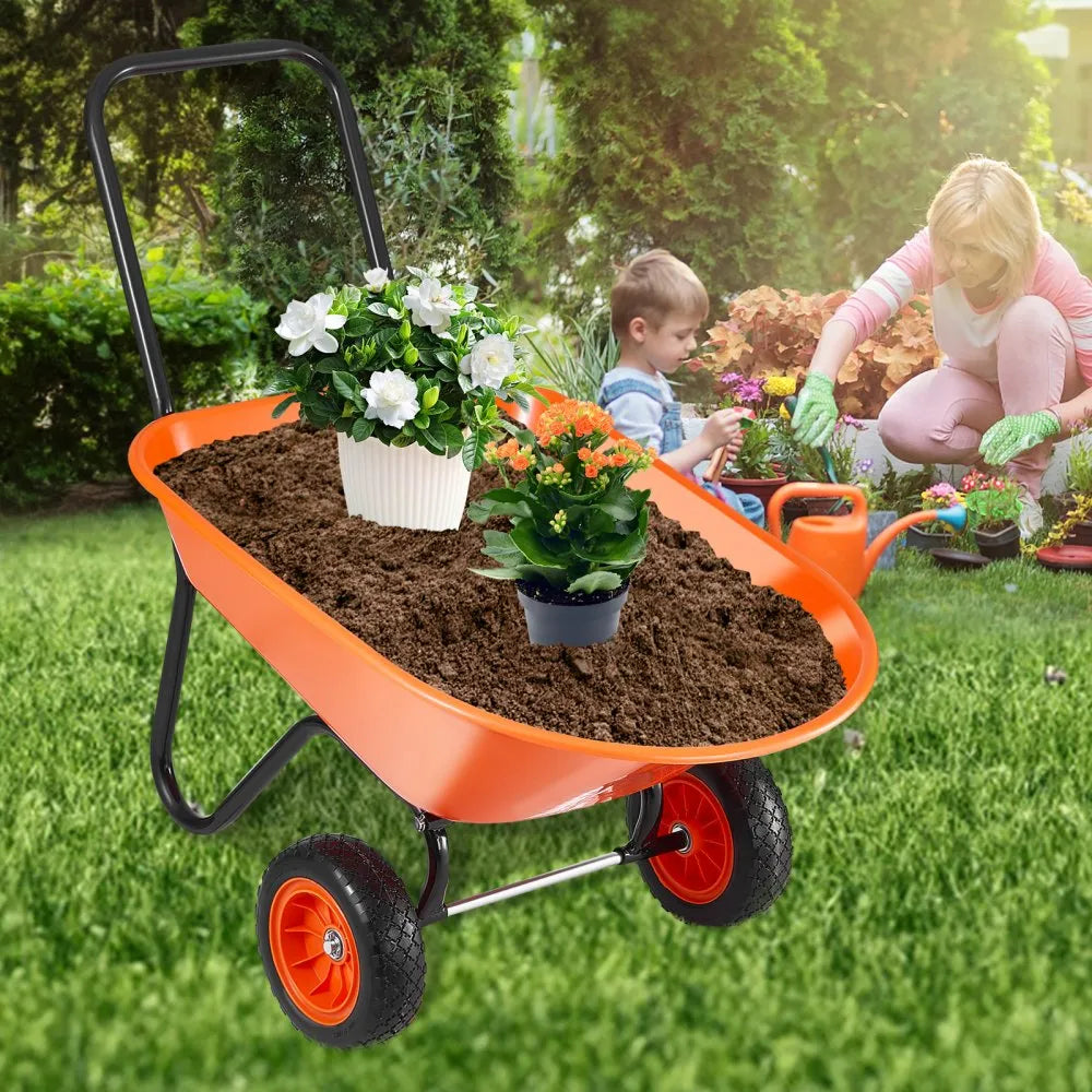 VEVOR Wheelbarrow Cart 2 Wheels Garden Dump Cart 397 lbs Yard Utility Cart