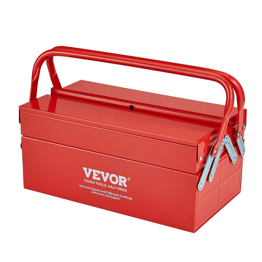 VEVOR Tool Box 14-inch 2-Tier 3-Tray Folding Cantilever Toolbox with Handle