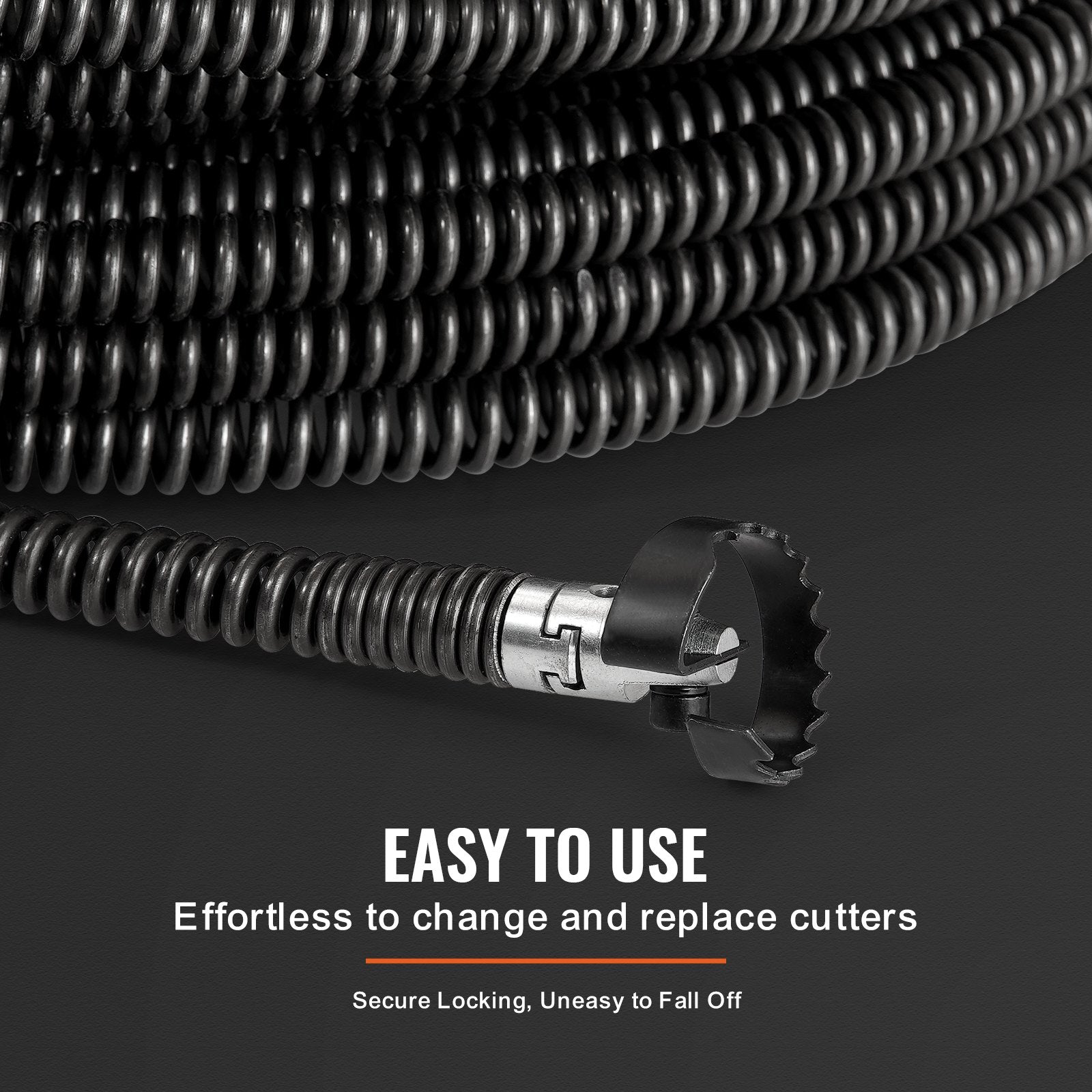 VEVOR Sectional Drain Cleaning Cable 100FTx5/8In & 7 Cutters for 0.8