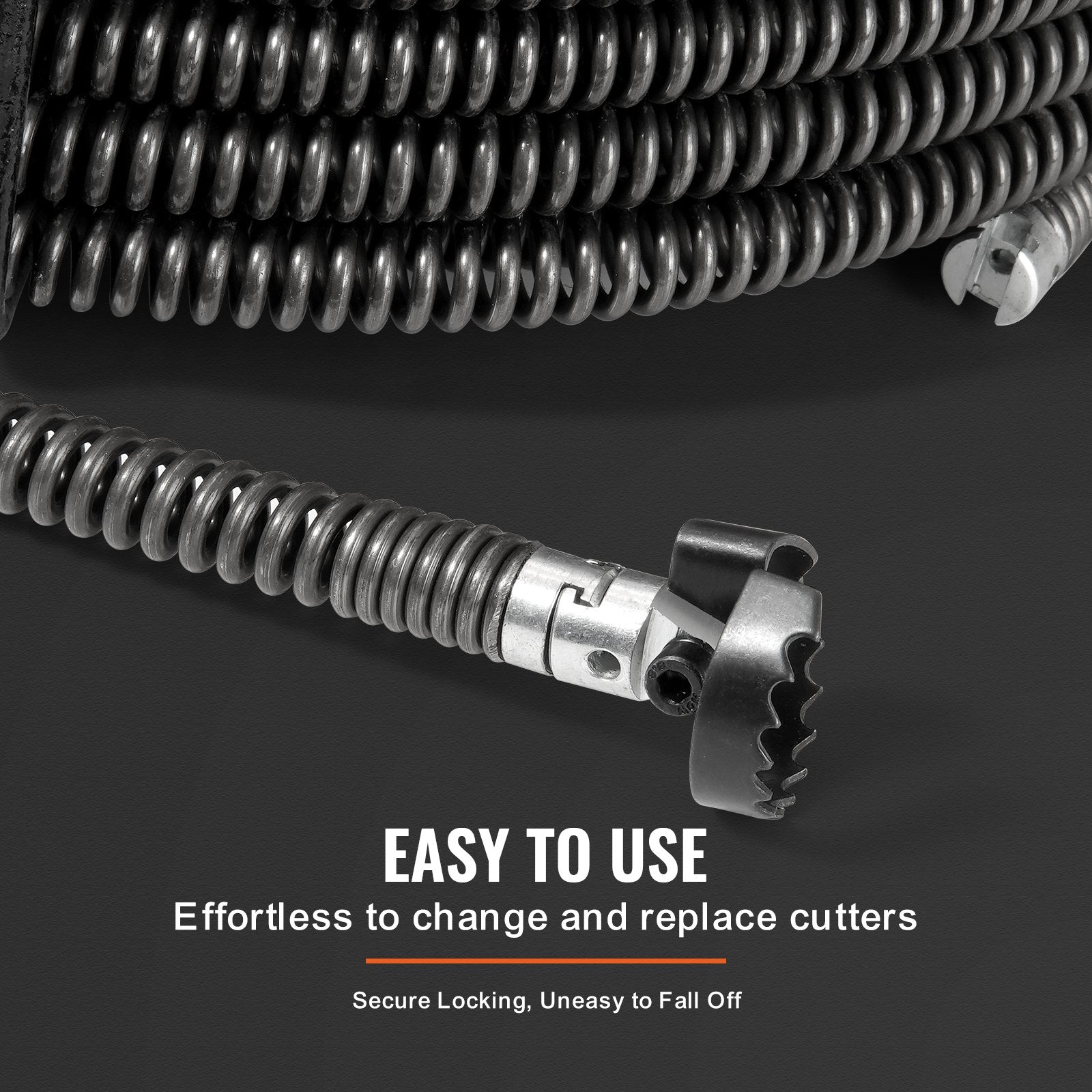 VEVOR Drain Cleaning Cable 66 FT x 5/8 Inch, Professional Sectional Drain Cleaner Cable with 7 Cutters for 0.8