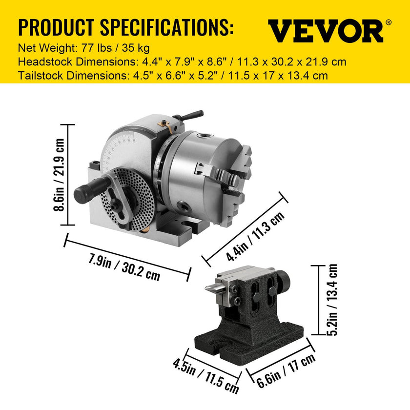 VEVOR Dividing Head BS-1 Dividing Head Set 6