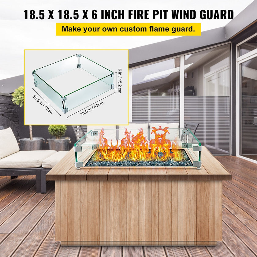 Fire Table Tempered Glass Wind Guard Fence 19