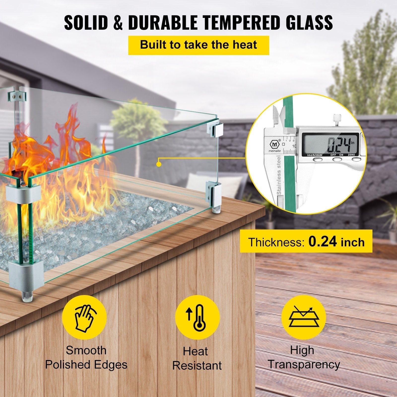 Fire Table Tempered Glass Wind Guard Fence 19