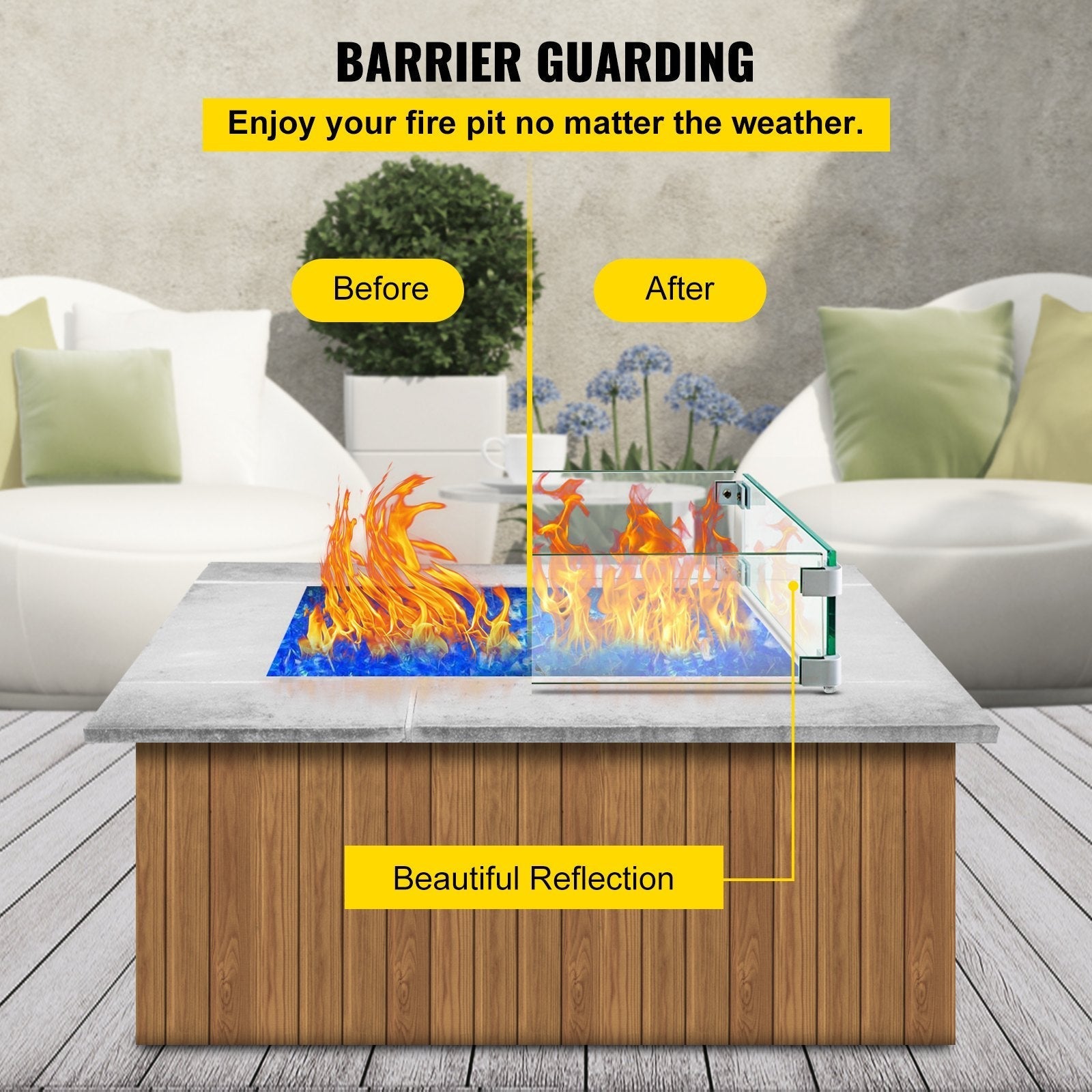 Fire Table Tempered Glass Wind Guard Fence 19