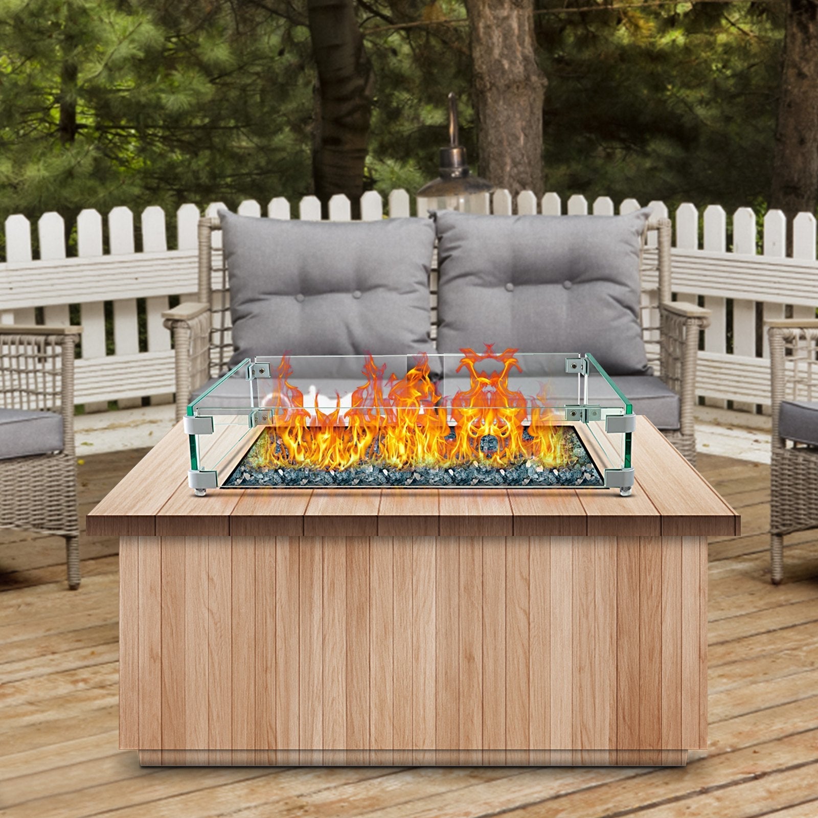 Fire Table Tempered Glass Wind Guard Fence 19