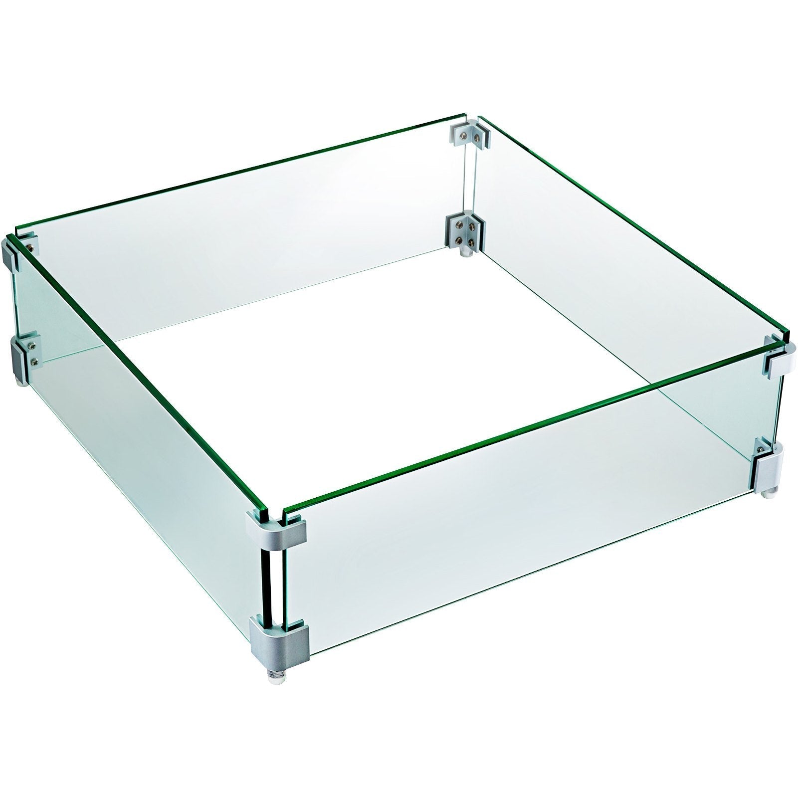 VEVOR Fire Pit Wind Guard 21 x 21 x 6 Inch Glass Flame Guard, Rectangle 5/16 Inch Thickness Glass Wind Guard Fence with Non-Slip Feet Clear Tempered Glass, for Propane, Gas, Fire Pits Pan/Table