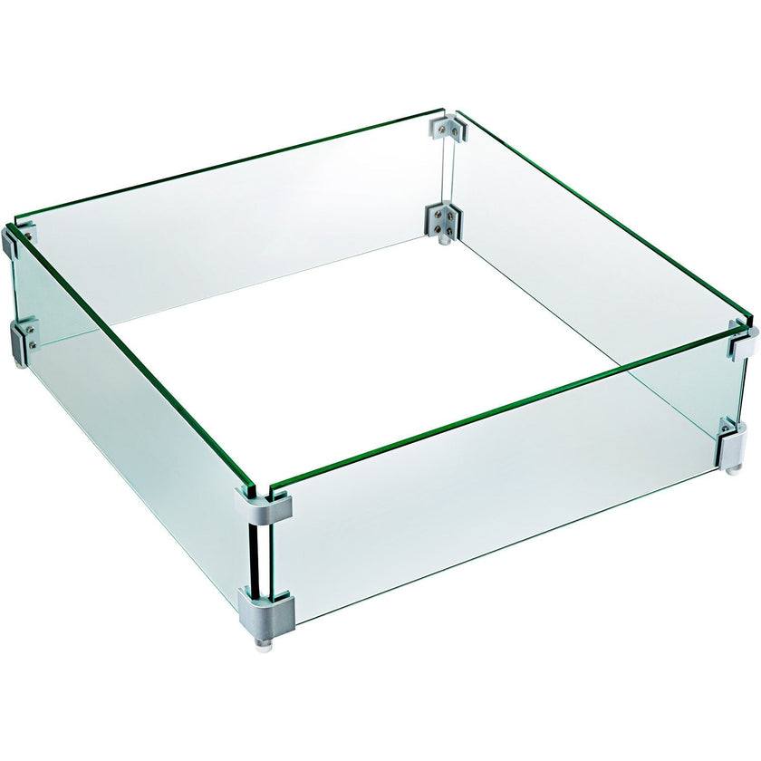VEVOR Fire Pit Wind Guard 21 x 21 x 6 Inch Glass Flame Guard, Rectangle 5/16 Inch Thickness Glass Wind Guard Fence with Non-Slip Feet Clear Tempered Glass, for Propane, Gas, Fire Pits Pan/Table