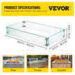 VEVOR Fire Pit Wind Guard Fire Pit Tempered Glass Wind Guard Fence (29.5 x 13.6 x 4 Inch)