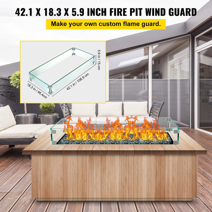 Fire Table Tempered Glass Wind Guard Fence 41.8
