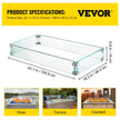 Fire Table Tempered Glass Wind Guard Fence 41.8