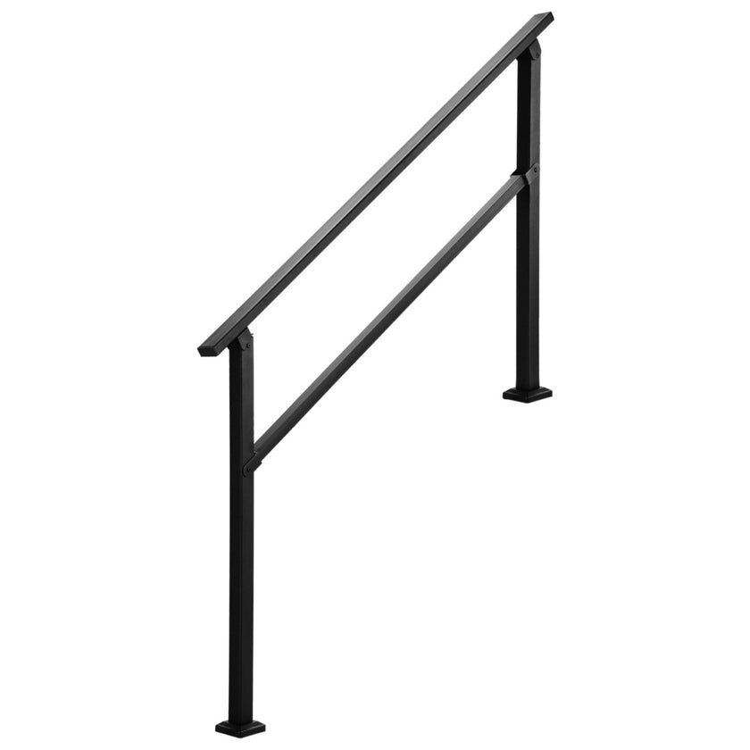 VEVOR Outdoor Handrails for 4-5 Step Stairs Black Square Tube Easy Install