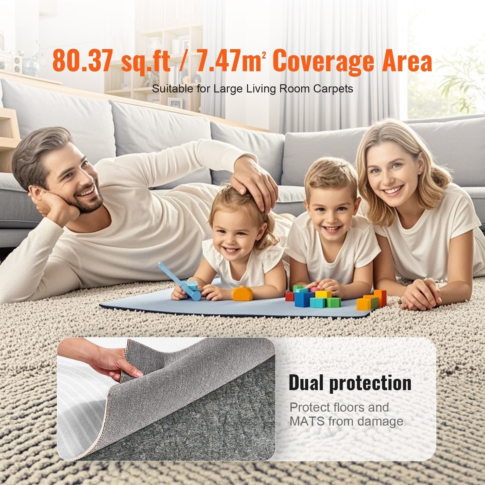 VEVOR Non Slip Rug Pad Gripper 8' x 10' Carpet Mat 0.24