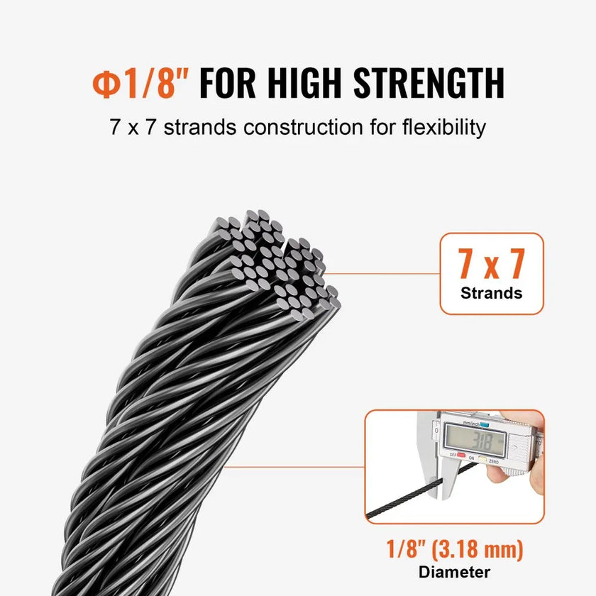 VEVOR T316 Stainless Steel Cable 1/8