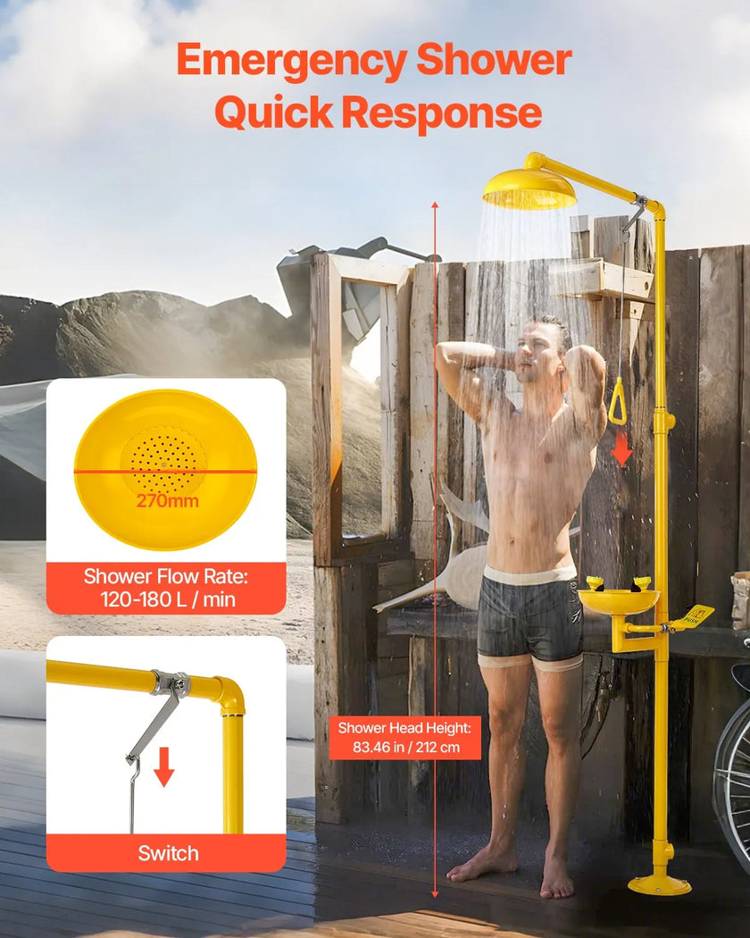 VEVOR Emergency Shower Eye Wash Station Combination OSHA-Approved Eyewash Unit