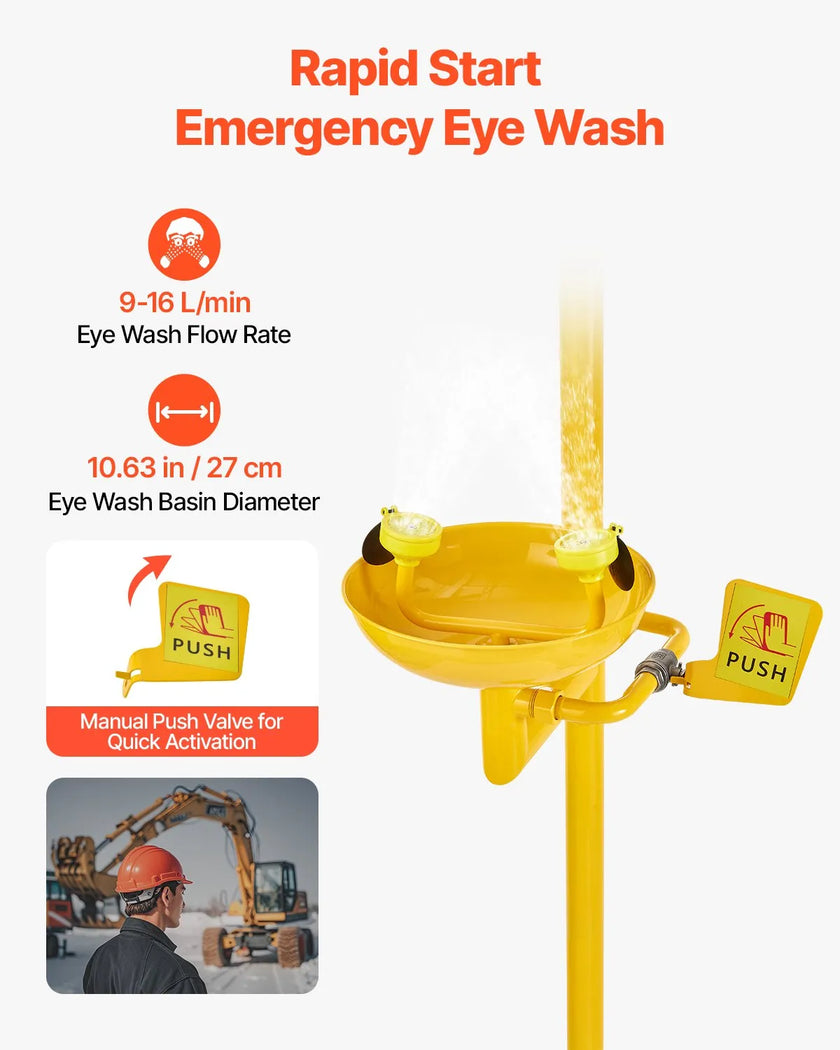 VEVOR Emergency Shower Eye Wash Station Combination OSHA-Approved Eyewash Unit