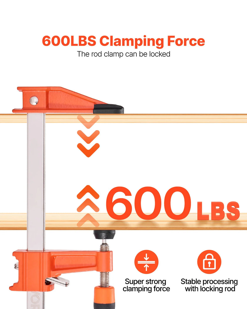 VEVOR Bar Clamps for Woodworking 2-Pack 6 inch 2-Pack 12 inch Lockable F Clamp