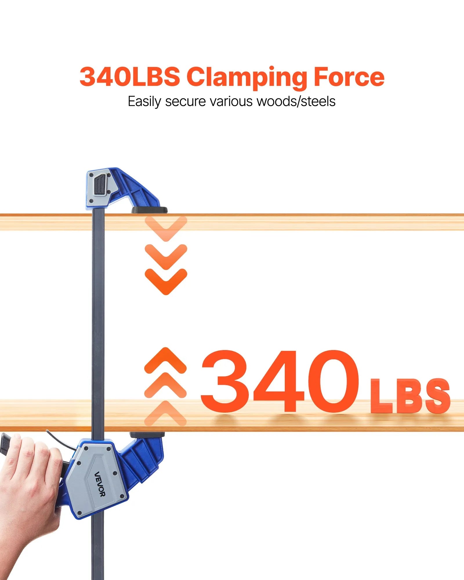 VEVOR Bar Clamps for Woodworking 2-Pack 24 inch One-Handed Clamp/Spreader 340lbs