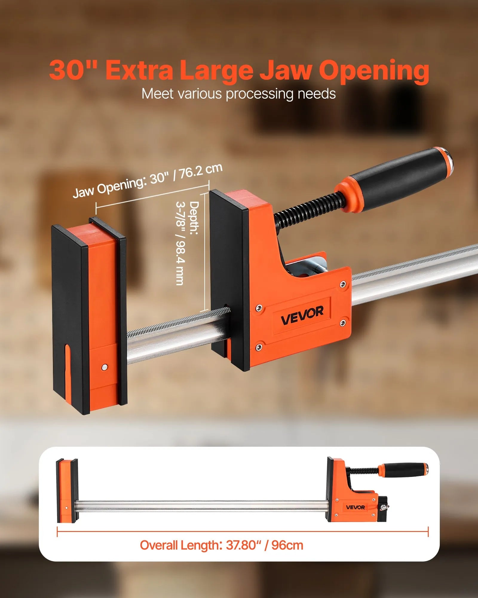 VEVOR Bar Clamps for Woodworking 2-Pack 30 inch Parallel Clamp Set Even Pressure