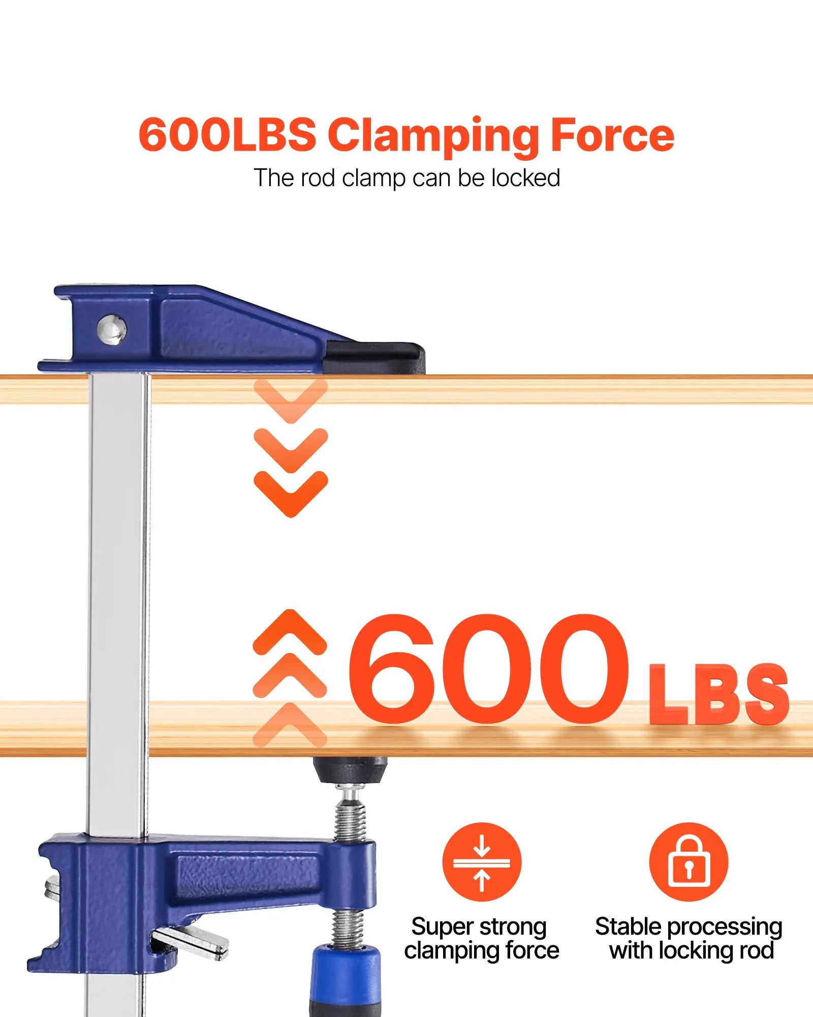 VEVOR Bar Clamps for Woodworking 2-Pack 36 in Opening Lockable F Clamp Cast Iron