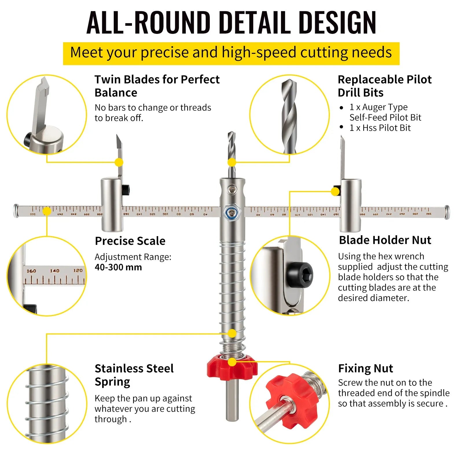 VEVOR Adjustable Hole Saw Cutter Kit, 1-5/8\