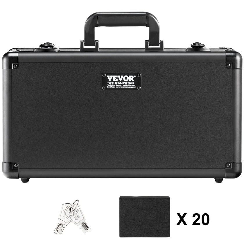 VEVOR Graded Card Storage Box, 4 Slots, Graded Sports Cards Holder Carrying Case with Key Lock Foam Dividers, for 108 PSA Graded Cards 76 BGS Cards 84 SGC Cards 388 Top Loaders or 999+ Loose Cards