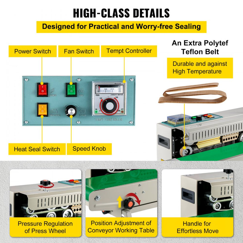 Auto Continuous Sealing Machine Horizontal Sealer Plastic PVC Membrane Bag Film Band Sealer