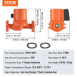 VEVOR UPS15-58FC Hot Water Circulation Pump 110V 82W 17 GPM Recirculating Pump