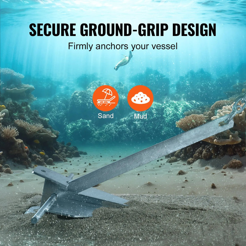 VEVOR Anchor Kit, 13 LBS Hot-Dipped Galvanized Steel Anchor with 7.9' Chain, 101' Rope and Two 0.4