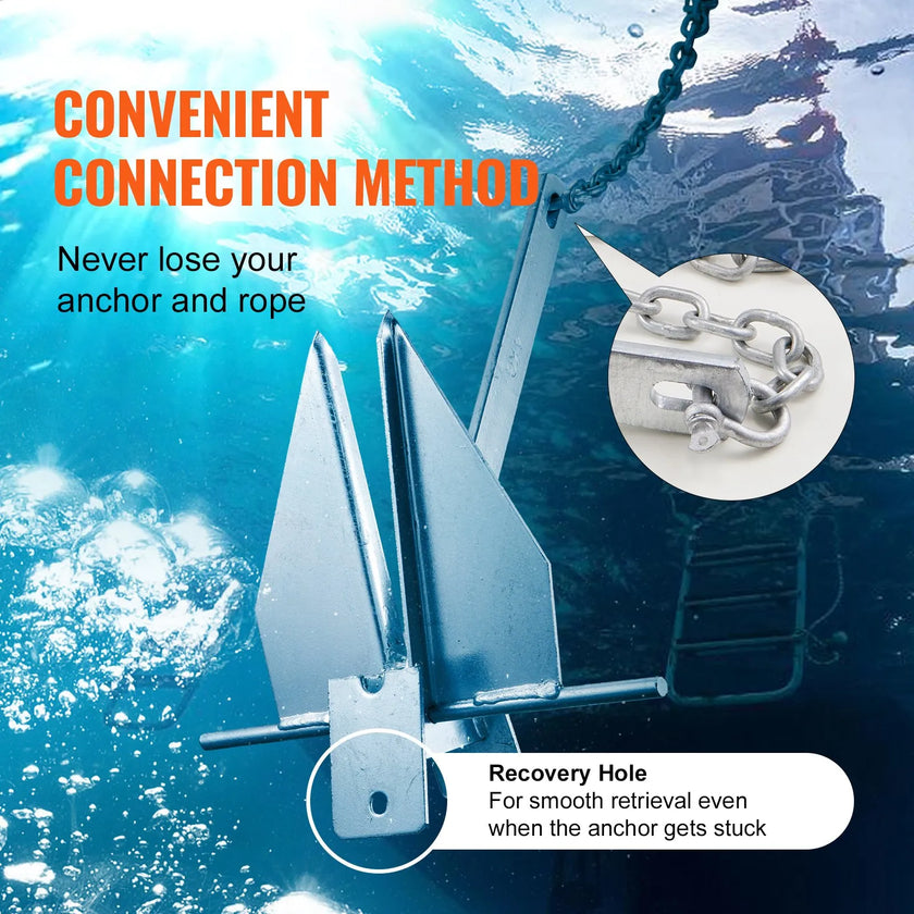 VEVOR Anchor Kit, 13 LBS Hot-Dipped Galvanized Steel Anchor with 7.9' Chain, 101' Rope and Two 0.4
