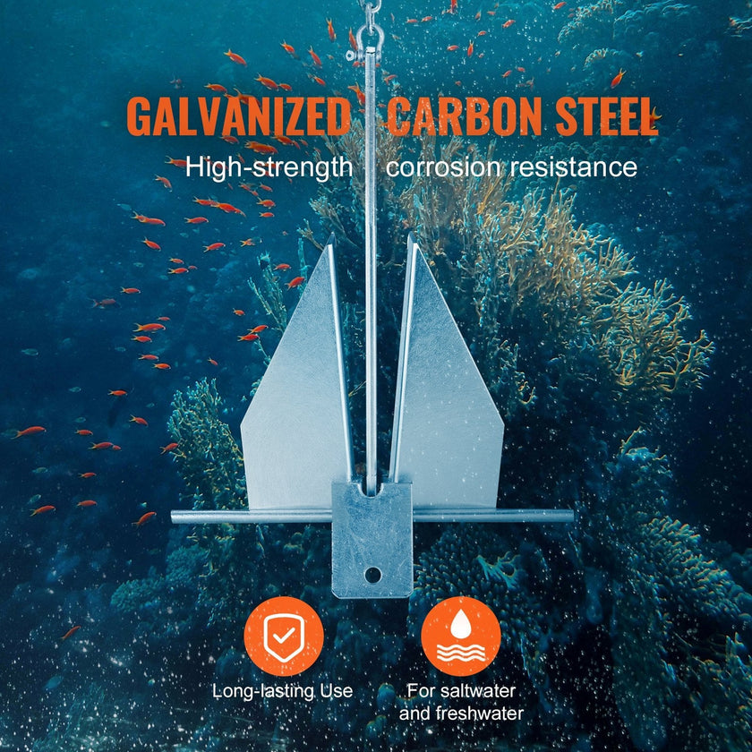 VEVOR Anchor Kit, 8.5 LBS Hot-Dipped Galvanized Steel Anchor with 7.9' Chain, 75' Rope and Two 0.4