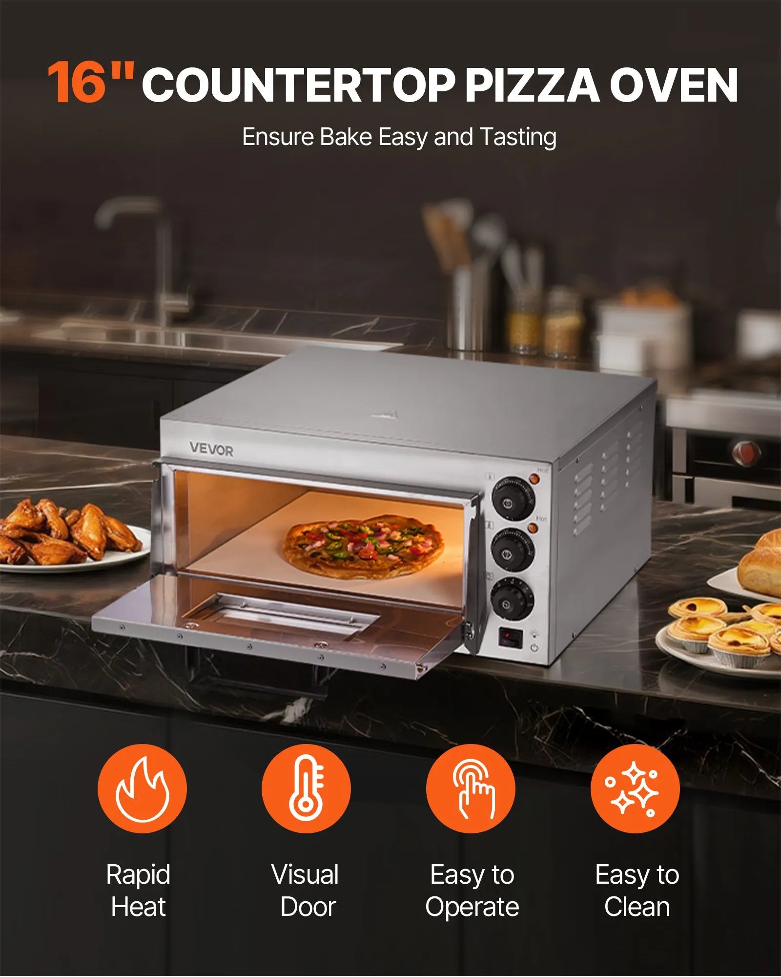VEVOR Commercial Countertop Pizza Oven Electric Pizza Oven for 16