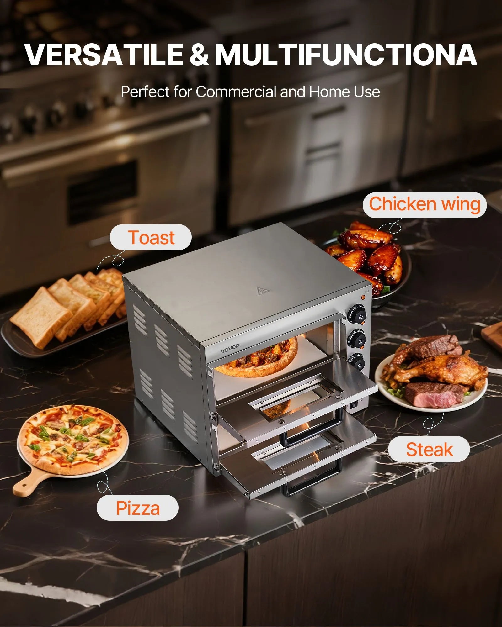 VEVOR Commercial Countertop Pizza Oven Electric Pizza Oven for 14