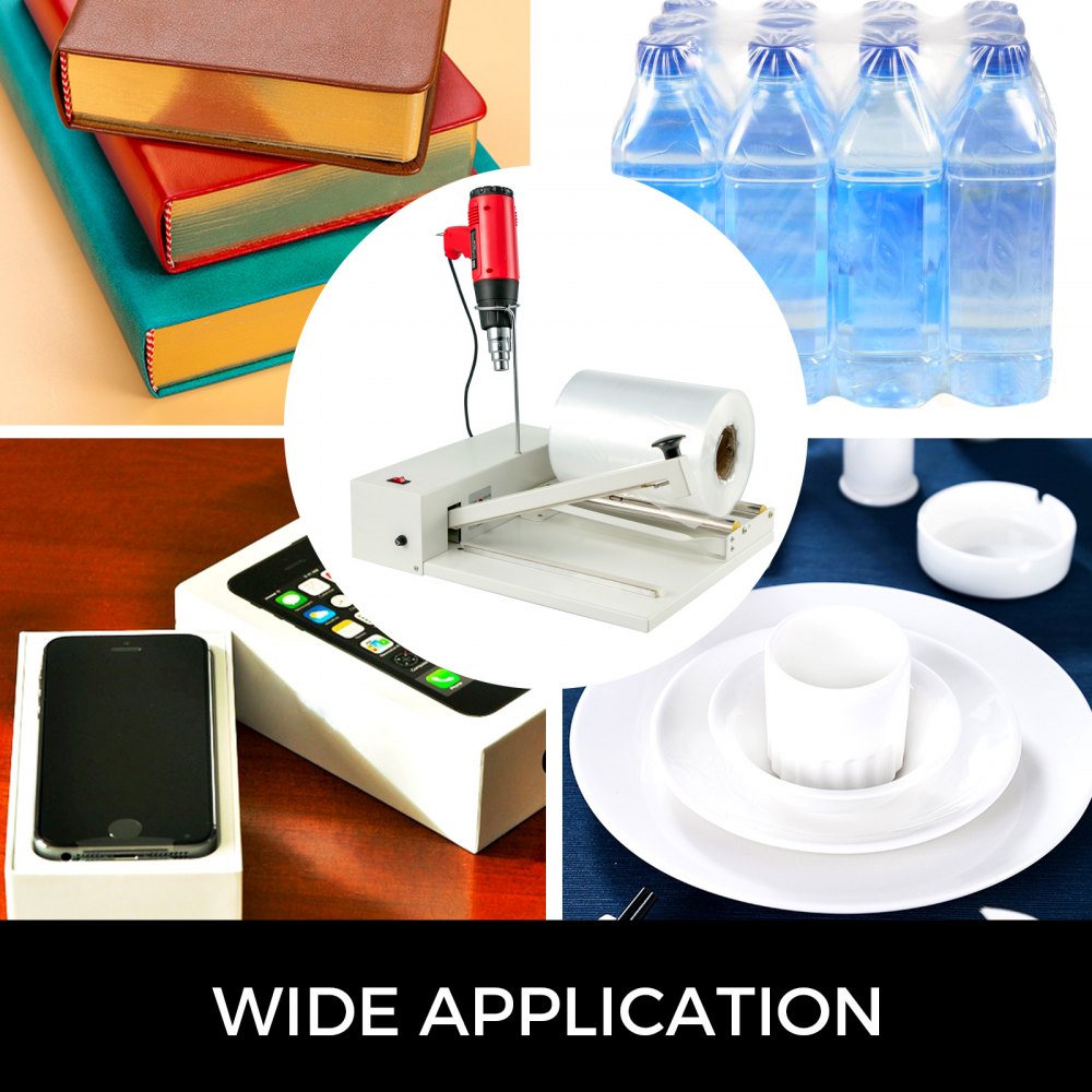 VEVOR Shrink Wrap Machine, 18 in/45.7 cm Sealing Length, 530W Shrink Wrap Sealer with 1800W Heat Gun and Shrink Film, Compatible with PVC POF Film and Used for Books, Toys and Foods