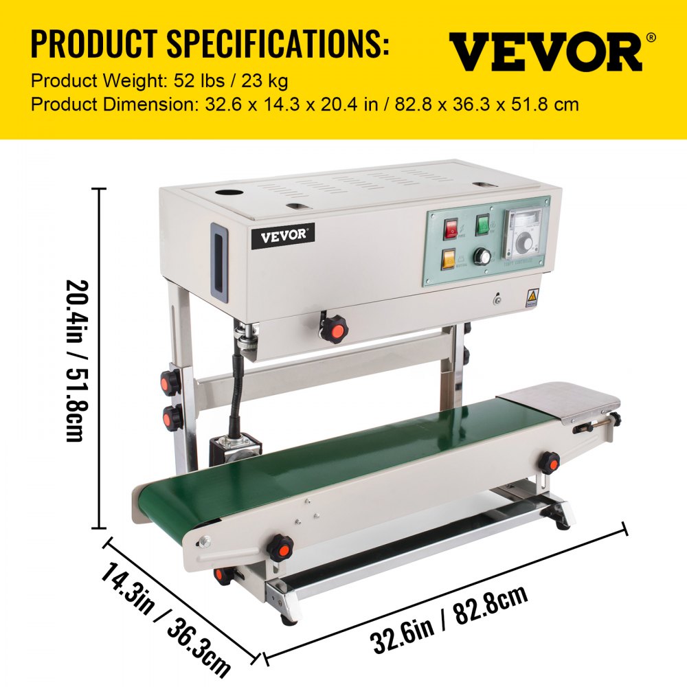 Automatic Continuous Band Sealer Vertical Bag Sealing Machine Stainless Steel
