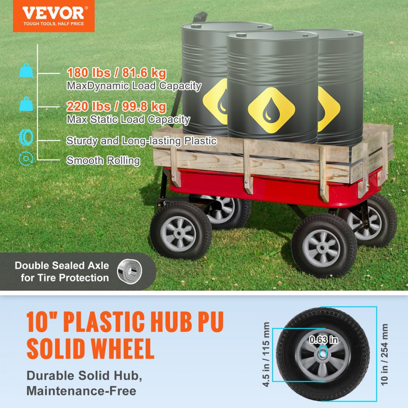 VEVOR Solid PU Run-Flat Tire Wheel, 10
