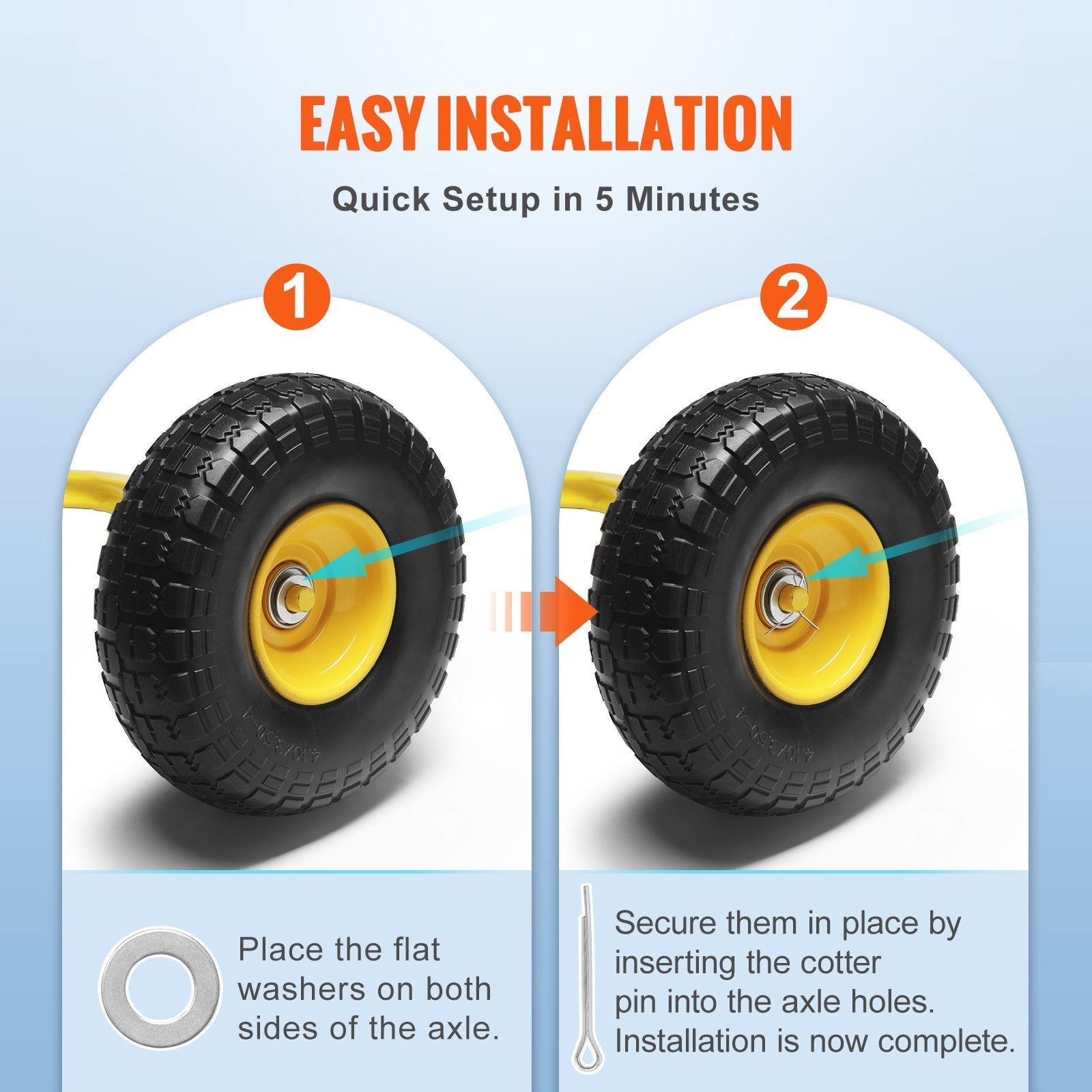 VEVOR Solid PU Run-Flat Tire Wheel, 10