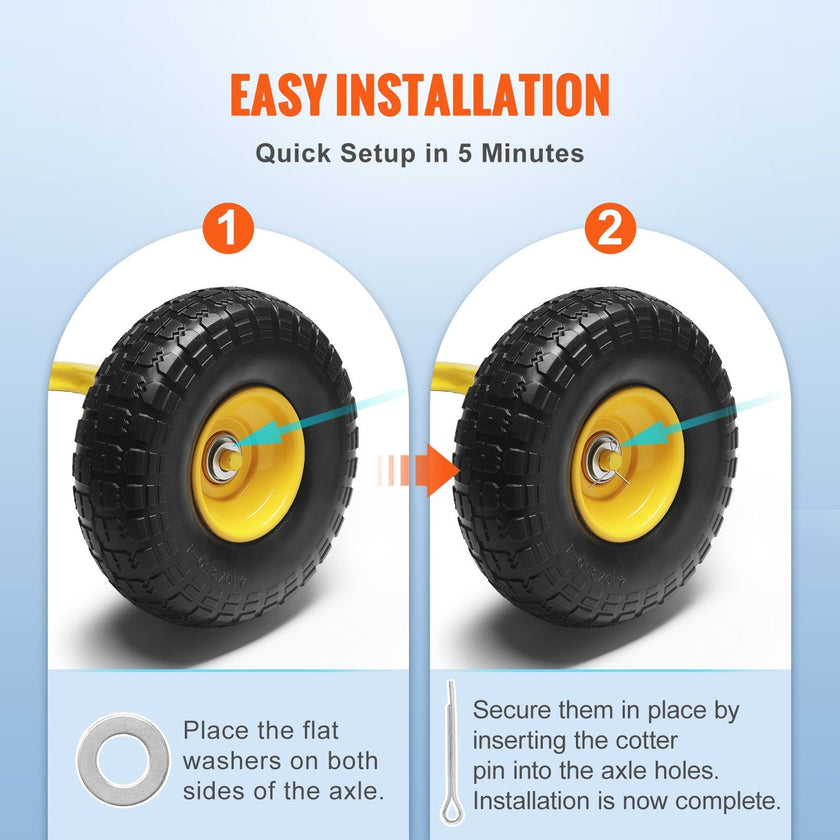 VEVOR Solid PU Run-Flat Tire Wheel, 10