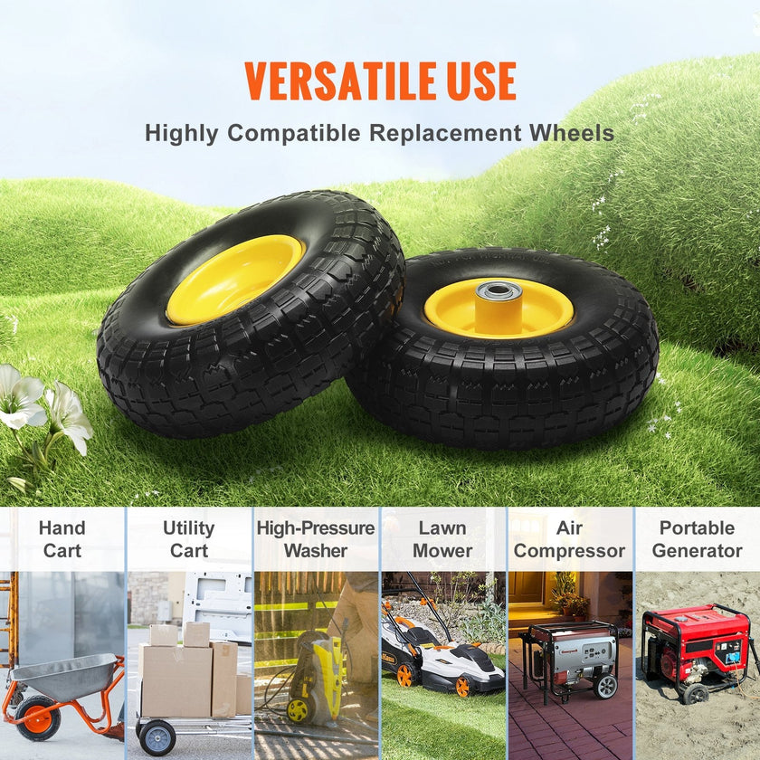 VEVOR Solid PU Run-Flat Tire Wheel, 10