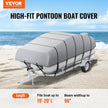 VEVOR Pontoon Boat Cover, 19'-20' Waterproof Trailerable Pontoon Cover, 800D Marine Grade PU Oxford Fabric, with Motor Cover, 16 Windproof Buckle Straps, Fits for 19'-20'L, Beam Width to 96
