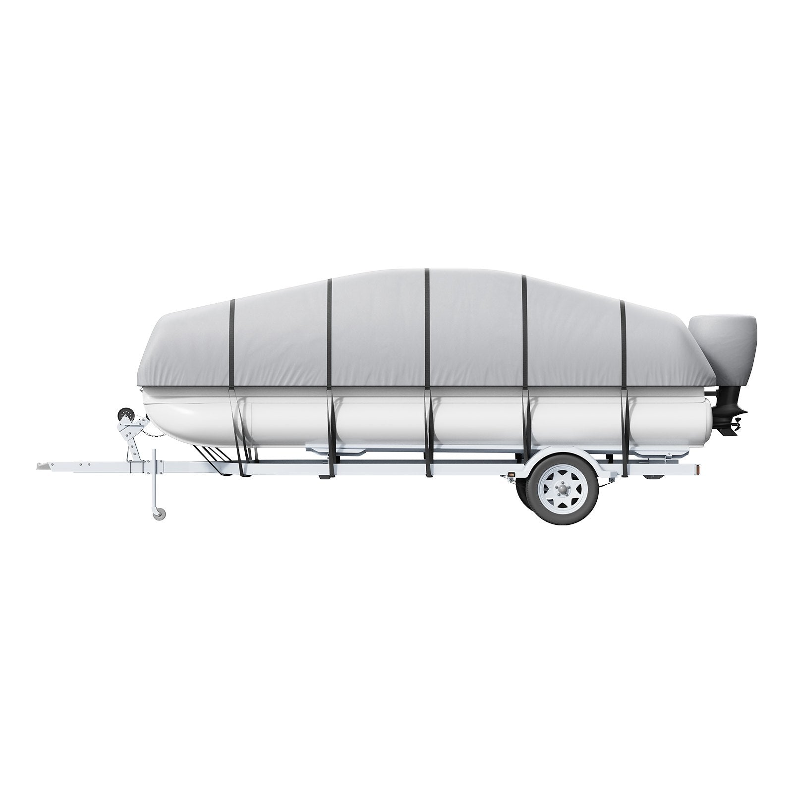 VEVOR Pontoon Boat Cover, 19'-20' Waterproof Trailerable Pontoon Cover, 800D Marine Grade PU Oxford Fabric, with Motor Cover, 16 Windproof Buckle Straps, Fits for 19'-20'L, Beam Width to 96