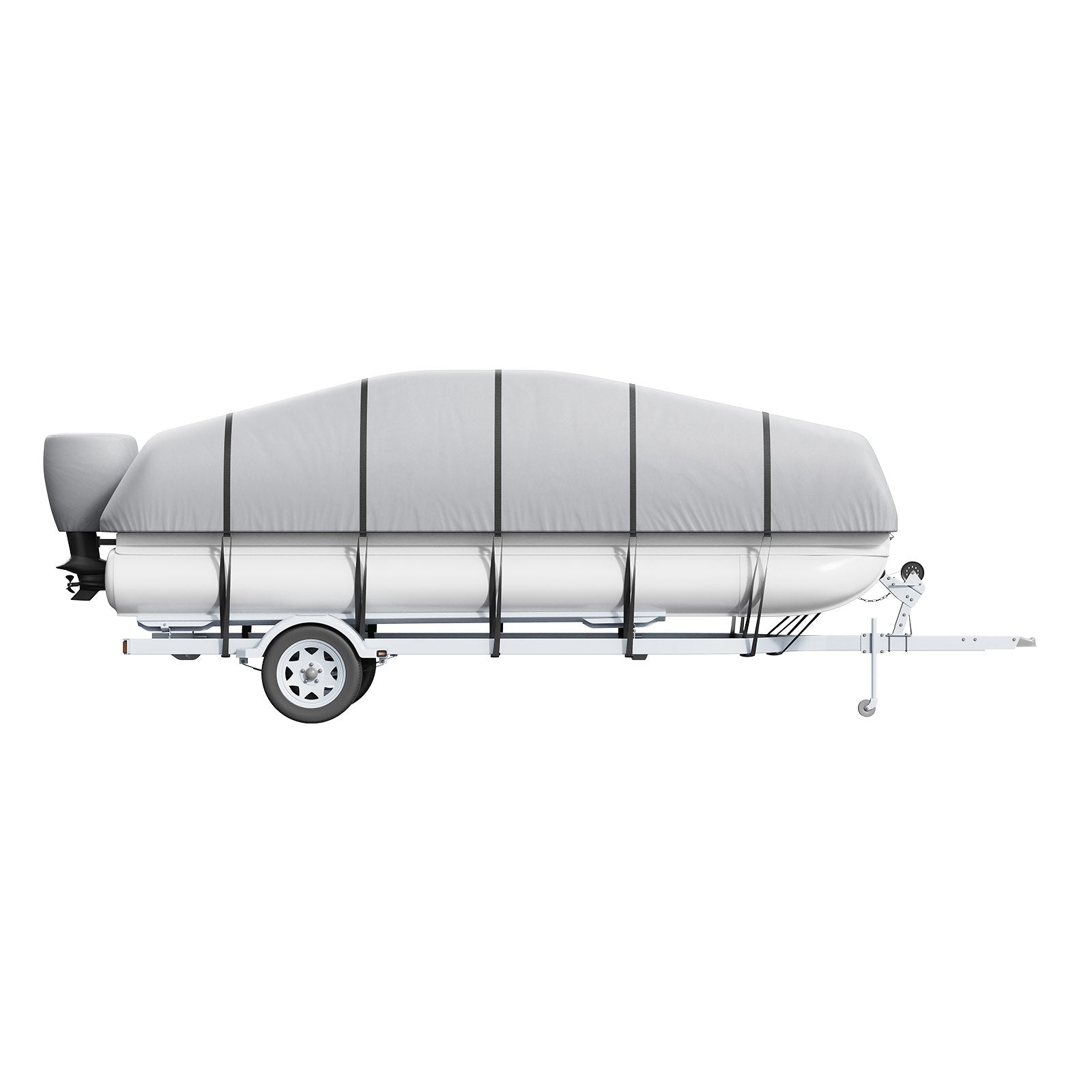VEVOR Pontoon Boat Cover, 19'-20' Waterproof Trailerable Pontoon Cover, 800D Marine Grade PU Oxford Fabric, with Motor Cover, 16 Windproof Buckle Straps, Fits for 19'-20'L, Beam Width to 96