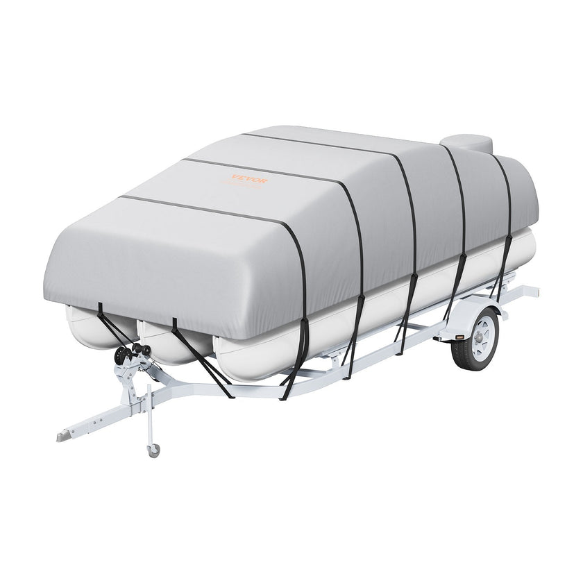 VEVOR Pontoon Boat Cover, 19'-20' Waterproof Trailerable Pontoon Cover, 800D Marine Grade PU Oxford Fabric, with Motor Cover, 16 Windproof Buckle Straps, Fits for 19'-20'L, Beam Width to 96