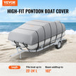 VEVOR Pontoon Boat Cover, 23'-24' Waterproof Trailerable Pontoon Cover, 800D Marine Grade PU Oxford Fabric, with Motor Cover, 16 Windproof Buckle Straps, Fits for 23'-24'L, Beam Width to 102