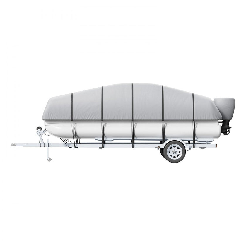 VEVOR Pontoon Boat Cover, 23'-24' Waterproof Trailerable Pontoon Cover, 800D Marine Grade PU Oxford Fabric, with Motor Cover, 16 Windproof Buckle Straps, Fits for 23'-24'L, Beam Width to 102