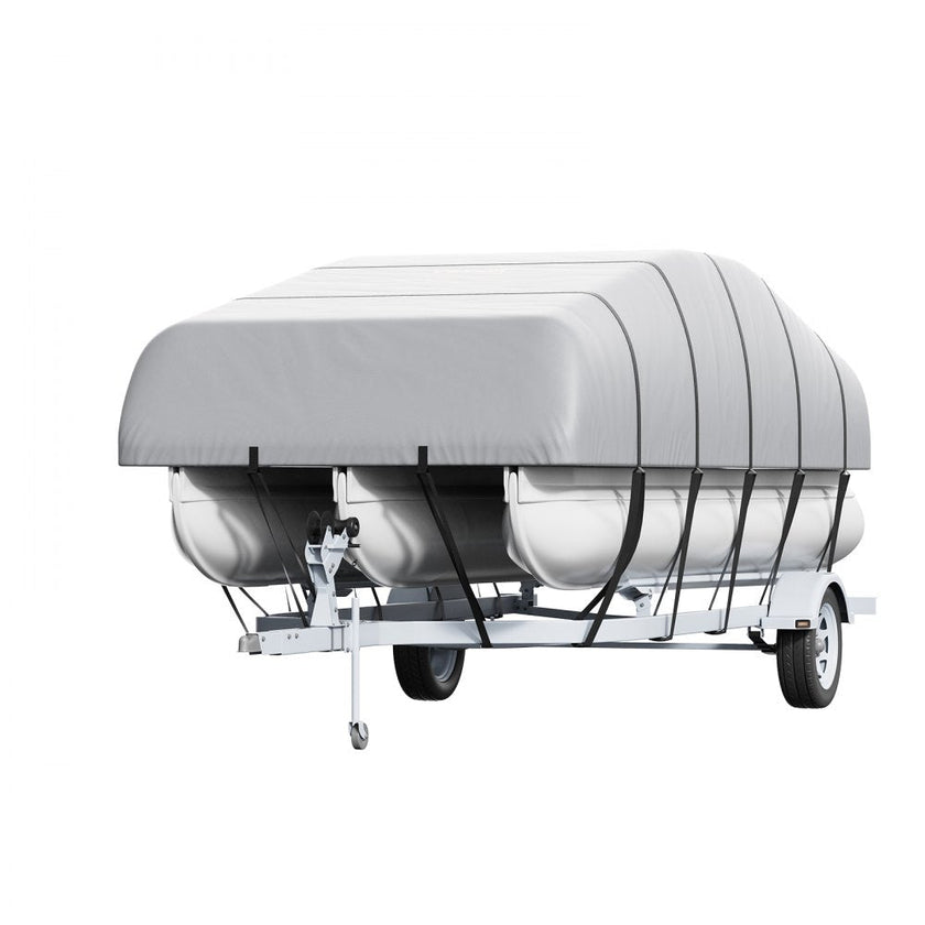 VEVOR Pontoon Boat Cover, 23'-24' Waterproof Trailerable Pontoon Cover, 800D Marine Grade PU Oxford Fabric, with Motor Cover, 16 Windproof Buckle Straps, Fits for 23'-24'L, Beam Width to 102