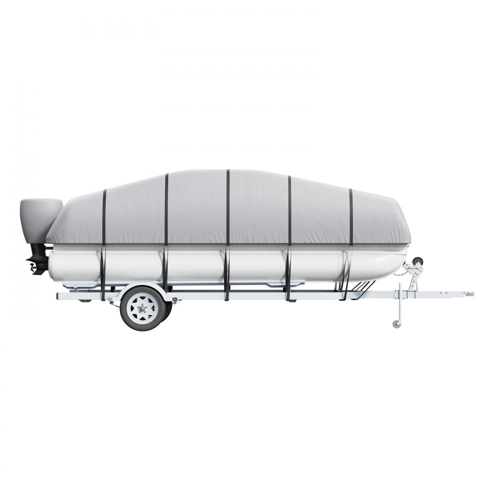 VEVOR Pontoon Boat Cover, 23'-24' Waterproof Trailerable Pontoon Cover, 800D Marine Grade PU Oxford Fabric, with Motor Cover, 16 Windproof Buckle Straps, Fits for 23'-24'L, Beam Width to 102