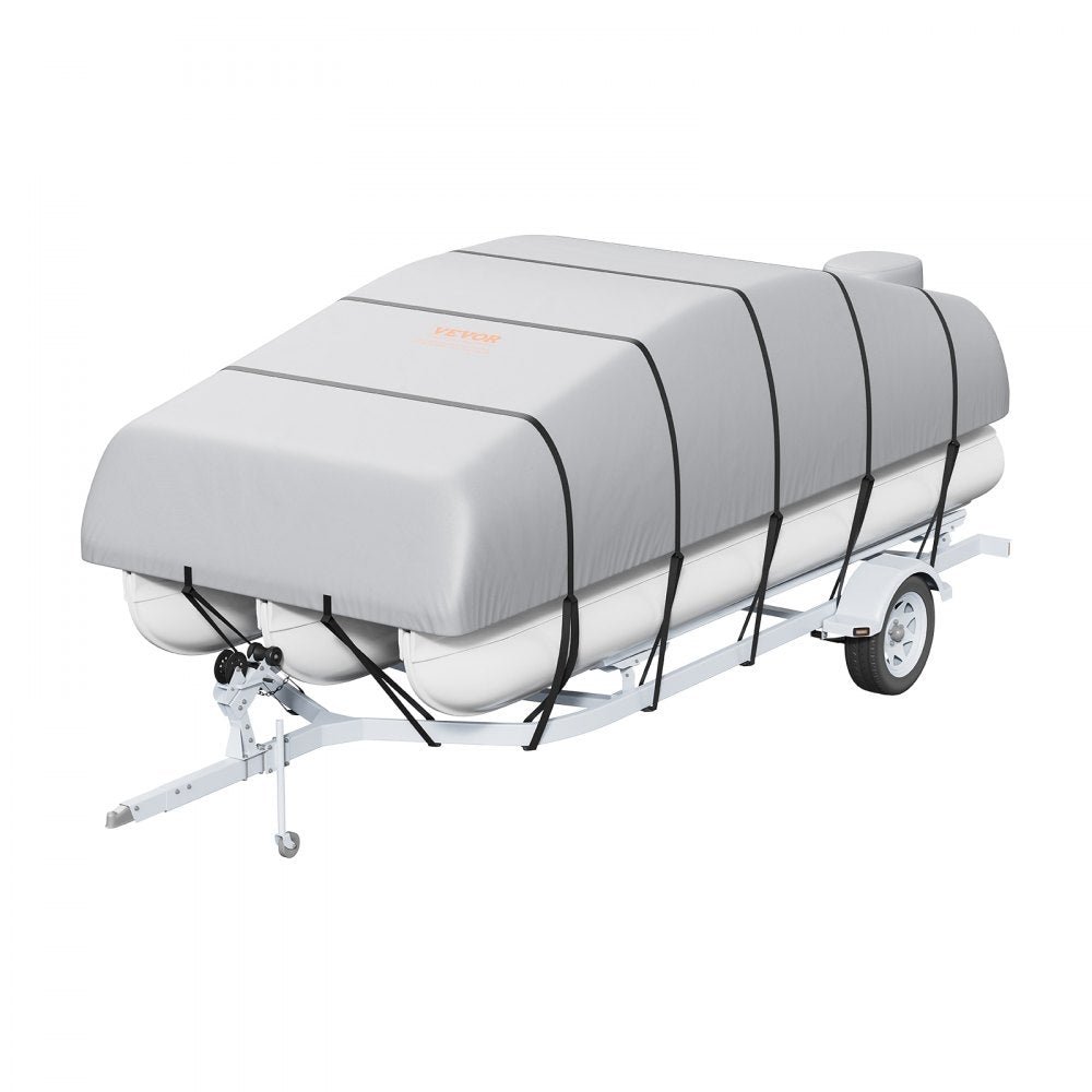 VEVOR Pontoon Boat Cover, 23'-24' Waterproof Trailerable Pontoon Cover, 800D Marine Grade PU Oxford Fabric, with Motor Cover, 16 Windproof Buckle Straps, Fits for 23'-24'L, Beam Width to 102