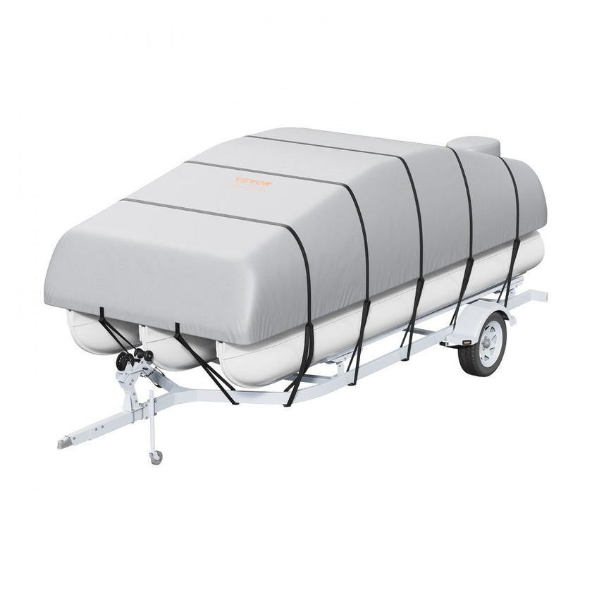 VEVOR Pontoon Boat Cover, 23'-24' Waterproof Trailerable Pontoon Cover, 800D Marine Grade PU Oxford Fabric, with Motor Cover, 16 Windproof Buckle Straps, Fits for 23'-24'L, Beam Width to 102