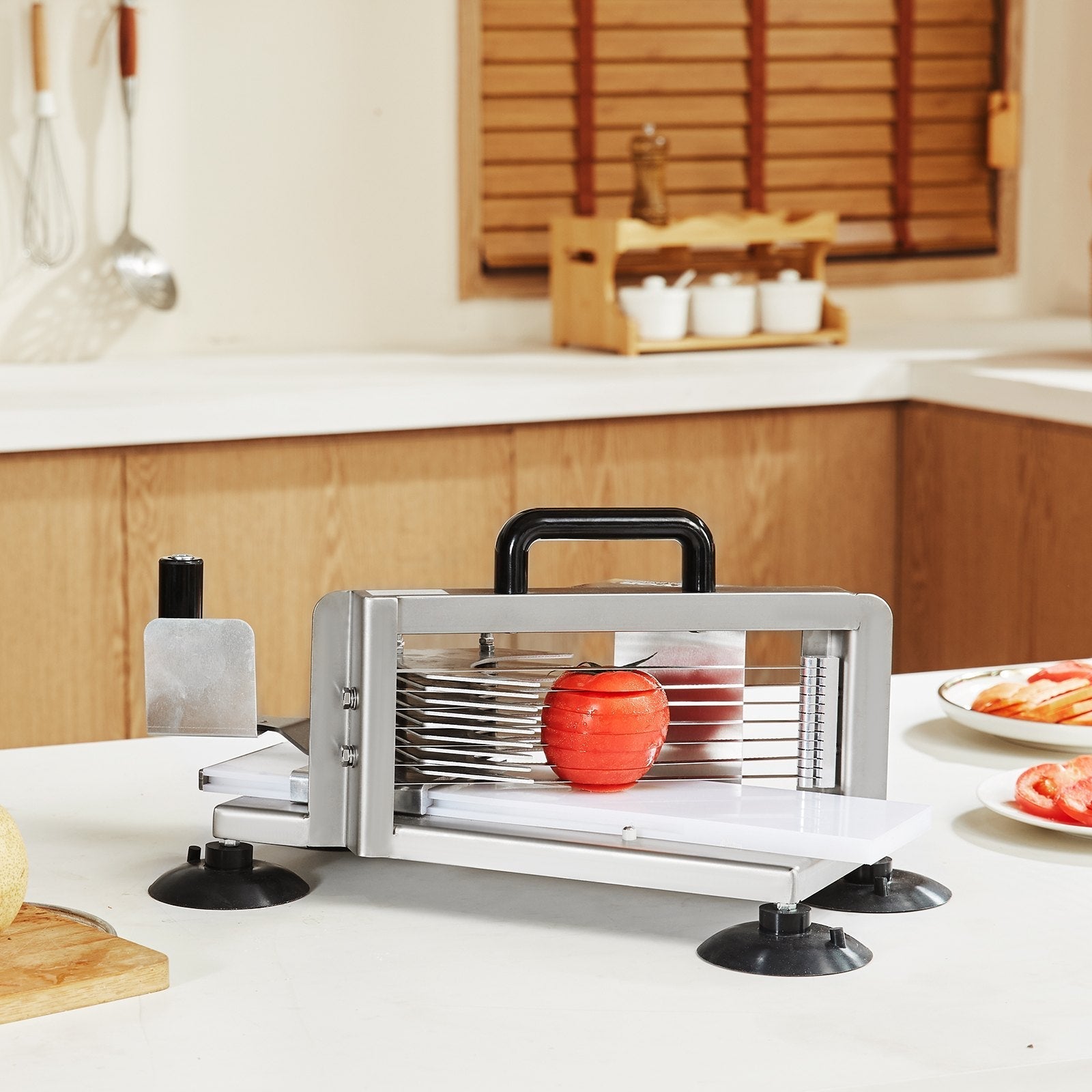 VEVOR Commercial Tomato Slicer, 3/8 inch Tomato Cutter Slicer, Stainless Steel Heavy Duty Tomato Slicer Machine, Manual Tomato Slicer with Non-slip Feet, for Cutting Tomatoes, Cucumbers, Bananas